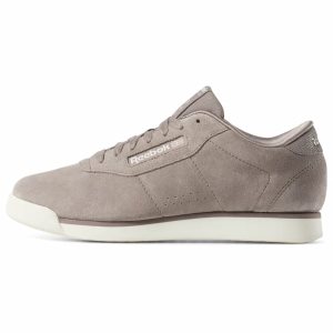 Reebok Princess Leather Turnschuhe Damen - Grau Braun - DE 582-DIB